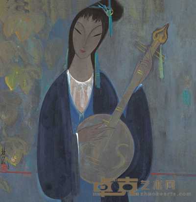 林风眠 抚琴仕女 69×69cm